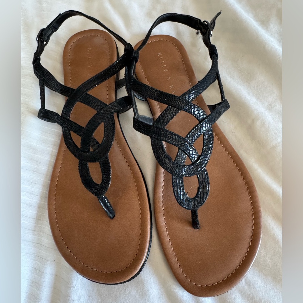 Kelly & Katie Black and Brown Strappy Sandals